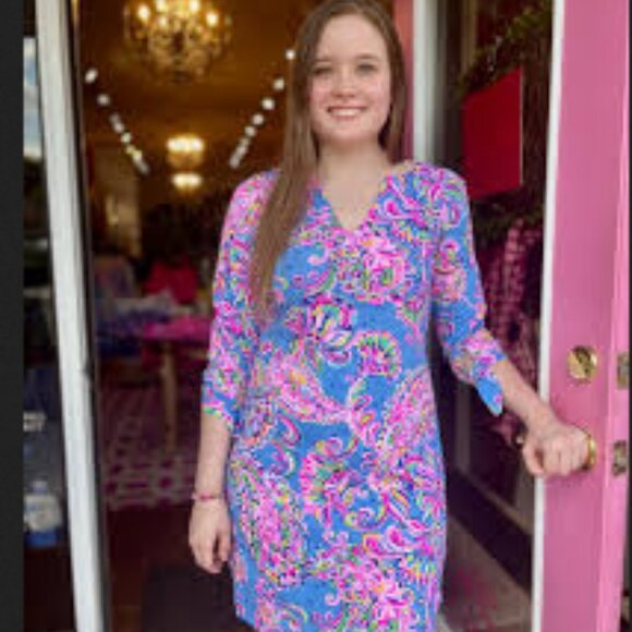 Lilly Pulitzer Dresses & Skirts - Lilly Pulitzer Cath Dress Printed Notch Neck Beach Tie Cuff S